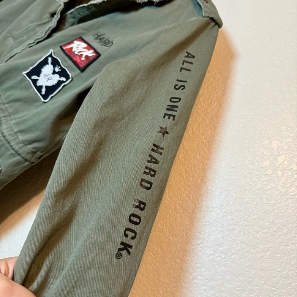 Hard Rock Laura Be Military Army Jacket With Patches Green Size Small